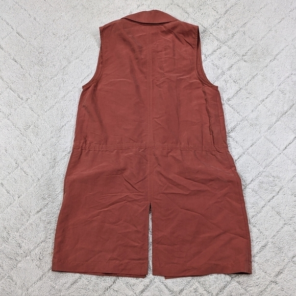 Anthropologie Elevenses Vest Women's M Red Rust Old Town Long Open Front Tie - Picture 9 of 9